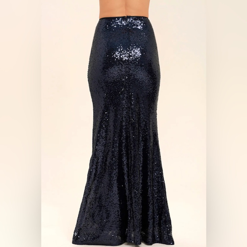 Johnny Wujek Glamorous Midnight Black Sequin Maxi Skirt - Picture 4 of 7